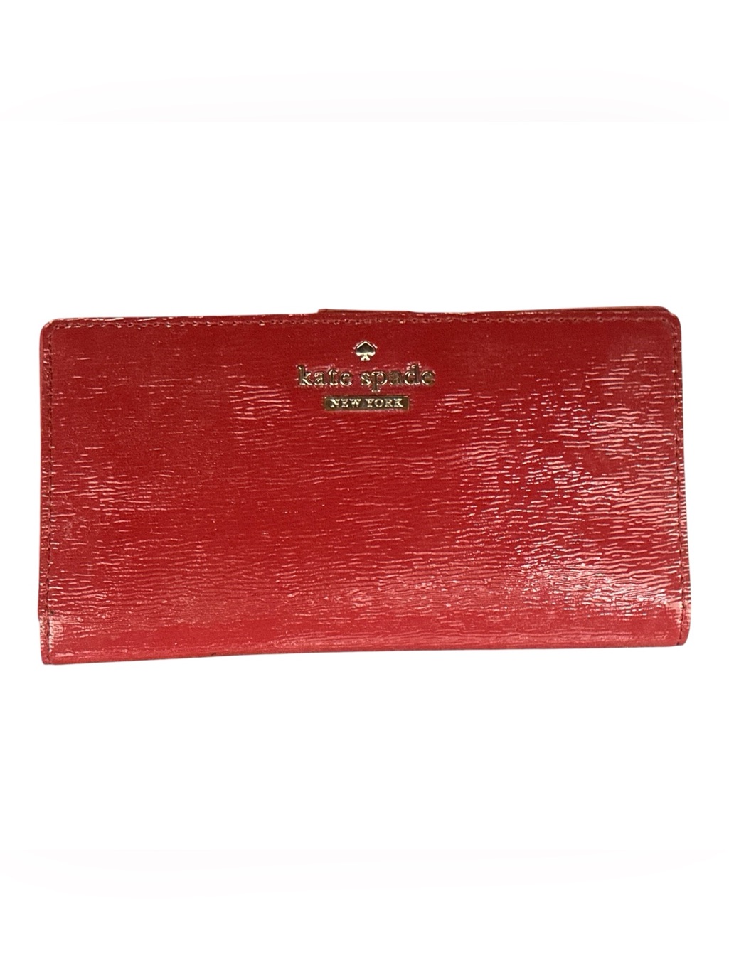 Kate Spade New York Street Lacey Wallet Patent Leather Red Bifold Gold Hardware